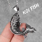Koi Fish Punk Stainless Steel Long Pendant Necklace