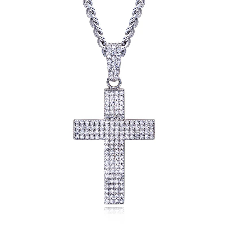 Iced Out Cross Pendant — 925 Silver