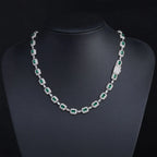 Tennis Chain Necklace Stainless Steel Green CZ