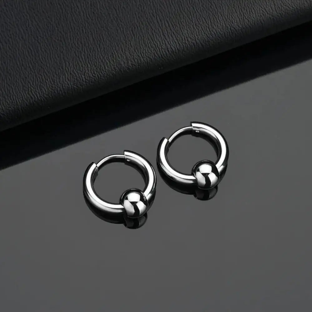 1 Pair Hoop Earrings Circle 8mm-16mm 316L Stainless Steel With Ball Earrings Piercing Plating No Fade Allergy Free For