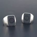 Black Agate Statement Ring — 925 Silver