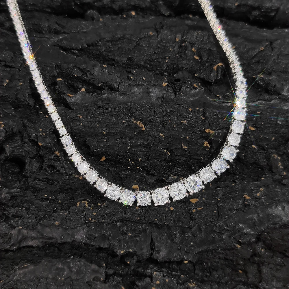 Tennis Chain Necklace Stainless Steel Gradient CZ
