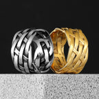 Weaving Hollow Stainless Steel Mens Rings Trendy Simple Unique Stylish for Male Boyfriend Jewelry Creativity Gift