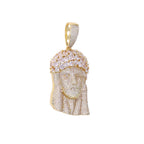 Iced Out Rose Flower Jesus Head Pendant Necklace Two Tone Color CZ Zircon Faith Charm Men Women Hip Hop Fashion Rock