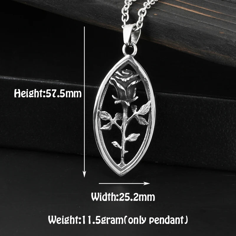 Rose Stainless Steel Pendant Necklace