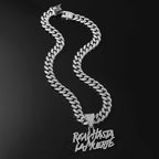 Men Hip Hop Double Row Spliced Letters Pendant Necklace with 13mm Cuban Chain Hiphop Iced out Necklace Fashion Punk