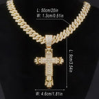 Hip Hop Big Cross Pendant Necklace Punk Fashion Miami Cuban Chain for Men and Women Religious Prayer Jewelry Accessories