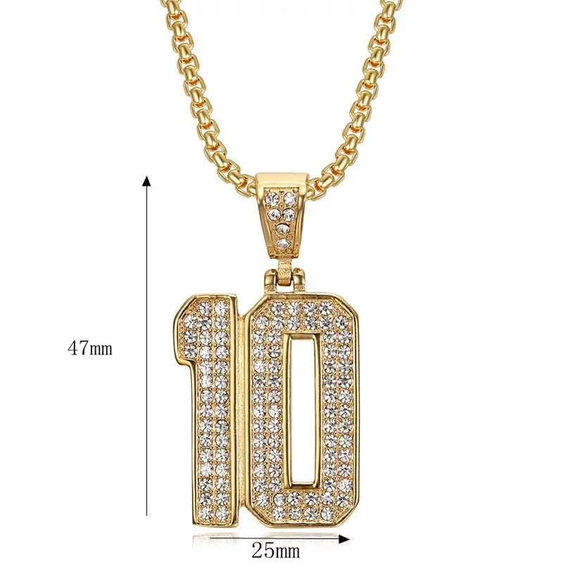 Iced Out Football Pendant Necklace — Gold