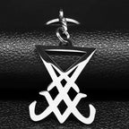 Lucifer Sigil Steel Pendant Church Satan Keychain