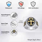 Ankh Cross Vintage Signet Ring — Stainless Steel