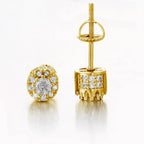 Two-Tone Iced Out Stud Earrings CZ