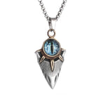 Retro Gothic Blue Evil Eye Protection Pendant Necklace for Men Boys Biker Amulets Punk Jewelry Gifts