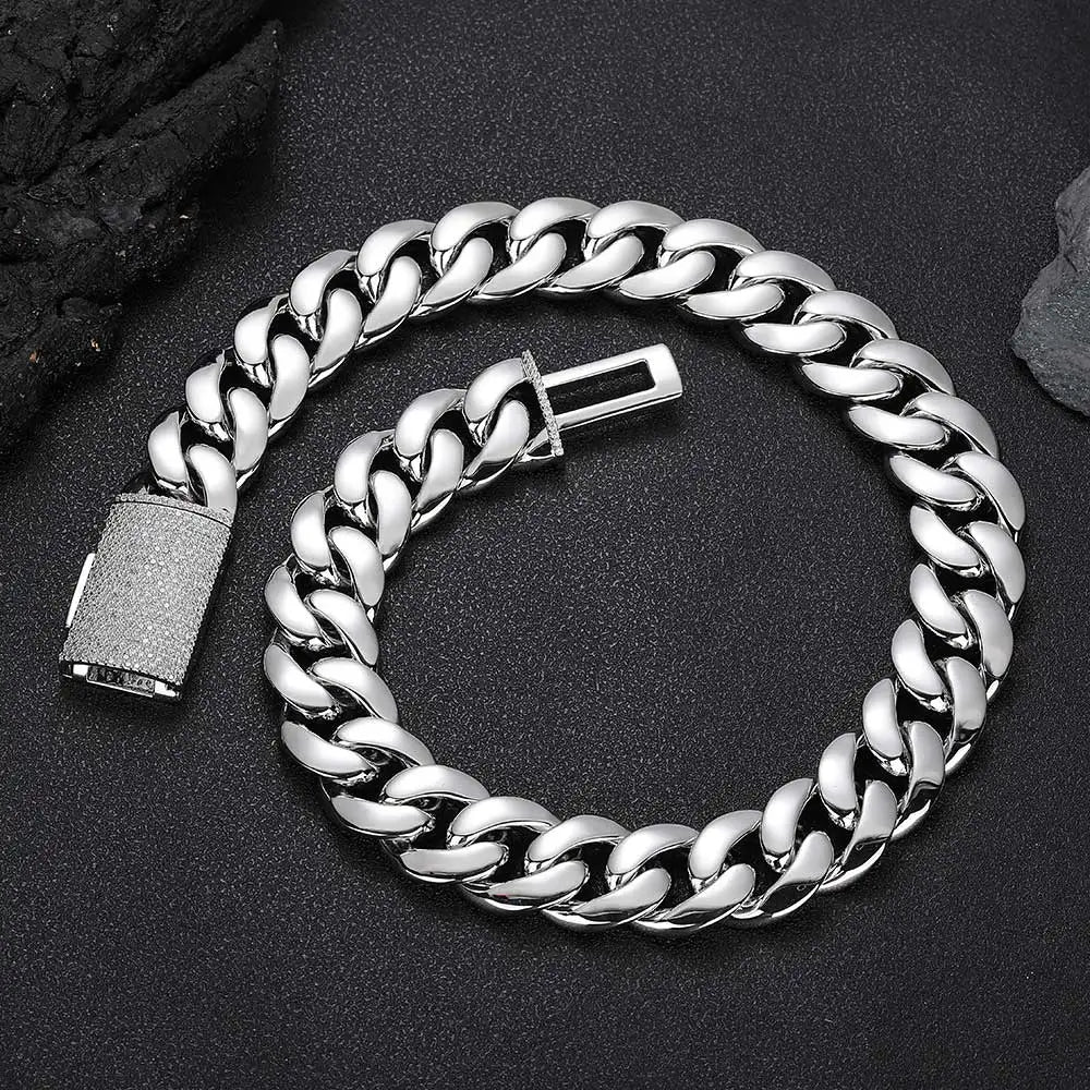 Gold Cuban Chain Necklace Iced Out 18K 12/22MM
