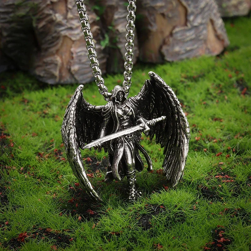 Seraph Warrior Pendant Necklace — Zinc Alloy