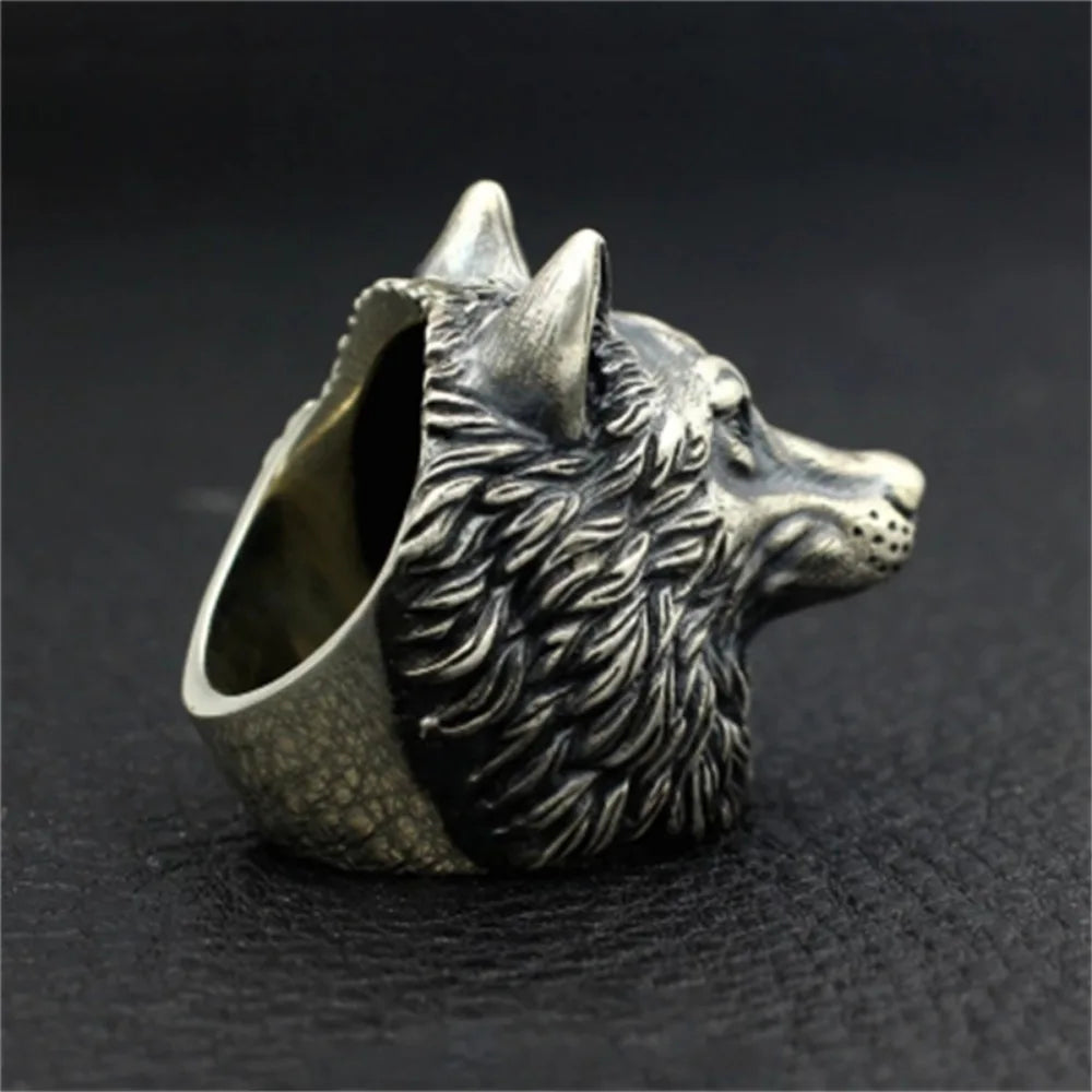 Nordic Wolf Head Viking Ring — Stainless Steel