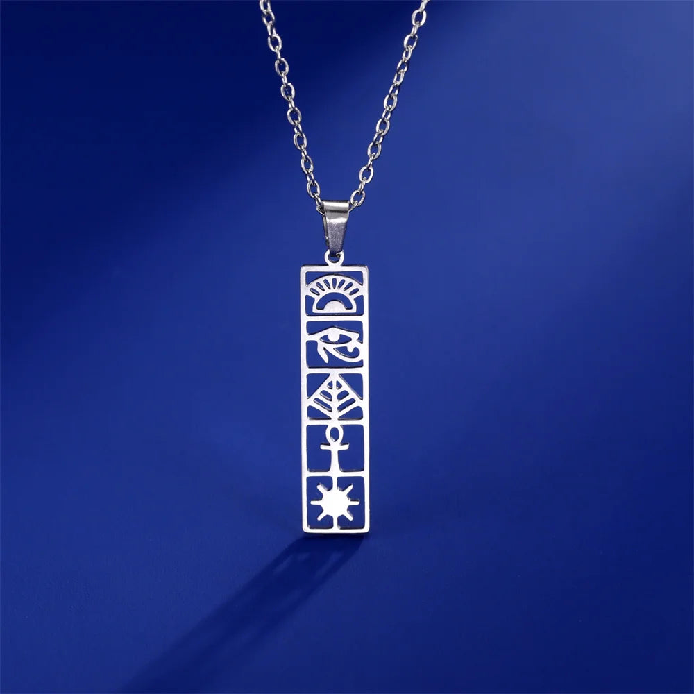 Ankh Eye of Horus Stainless Steel Pendant Necklace