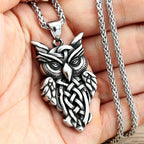 Viking Owl Stainless Steel Pendant Necklace