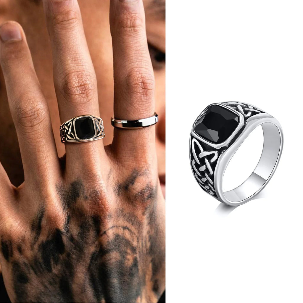 Viking Rune Signet Ring — Black