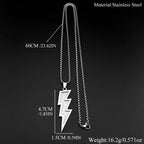 Black Lightning Pendant Necklace — Stainless Steel