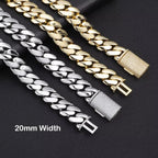 NY Hip Hop Bling Miami Cuban Link Necklace Bracelet For Men 8/12/15/20MM Brass Zircon Fashion Jewelry Party Gift