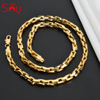 Dubai 18k Gold-Plated Hiphop Link Chain Necklace For Women Man Statement Gold Color Choker Classic Trendy Wedding Party