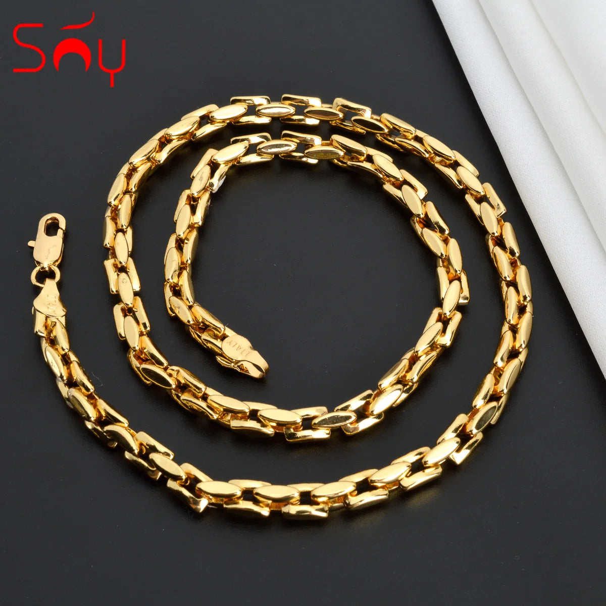 Dubai 18k Gold-Plated Hiphop Link Chain Necklace For Women Man Statement Gold Color Choker Classic Trendy Wedding Party