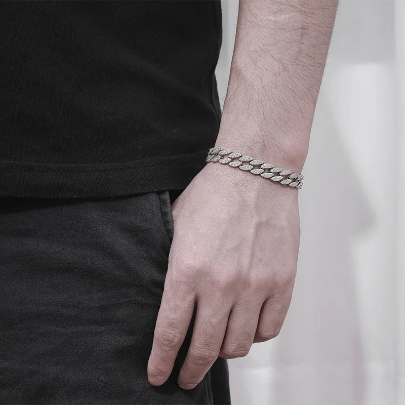 Luxury Solid Platinum PT950 Cuban Bracelet Men's Diamonds Men's Bracelet
