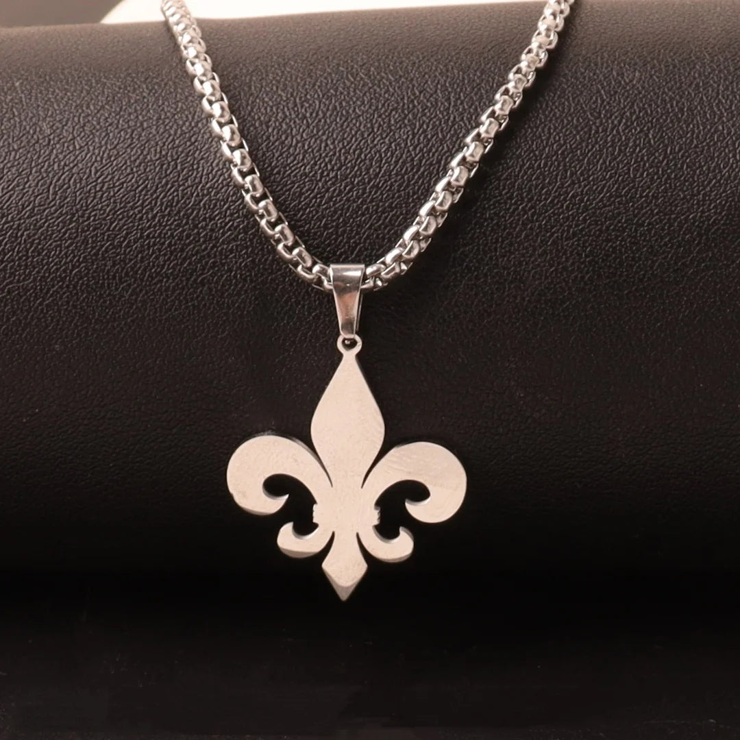 Fleur De Lis Pendant Necklace — Stainless Steel