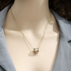 Huitan Hollow Carved Flower Barrel Pendant Necklace for Women Black Enamel Edge Cylinder Bead Vintage Floral Female