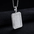 Iced Out Rectangle Pendant — 925 Silver