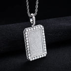 Iced Out Rectangle Pendant — 925 Silver