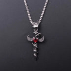 Heart-shaped Sword Wings Necklace Retro Punk style Pendant Jewelry Accessory for Women Men Personality Gifts
