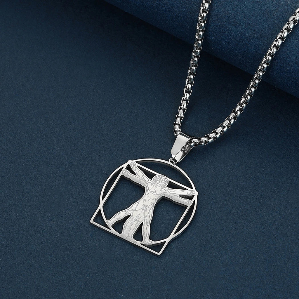 Vitruvian Man Art Pendant Necklace
