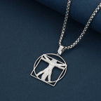 Vitruvian Man Art Pendant Necklace