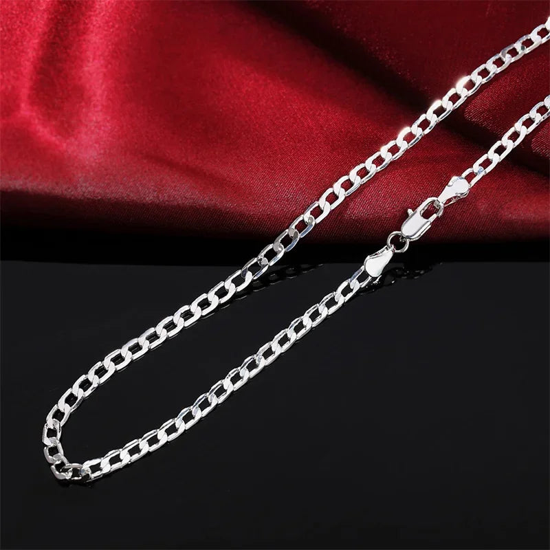 Men's 925 Sterling Silver Necklace 2/4/6/8/10/12MM 40-75cm Face Chain Necklace Lobster Clasp Men And Women Engagement
