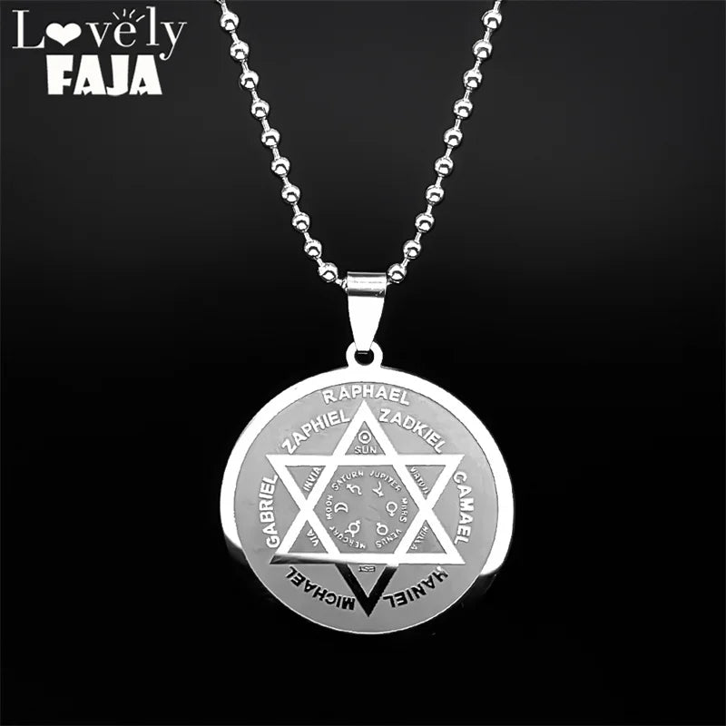Archangel Gold Star Pendant — Stainless Steel