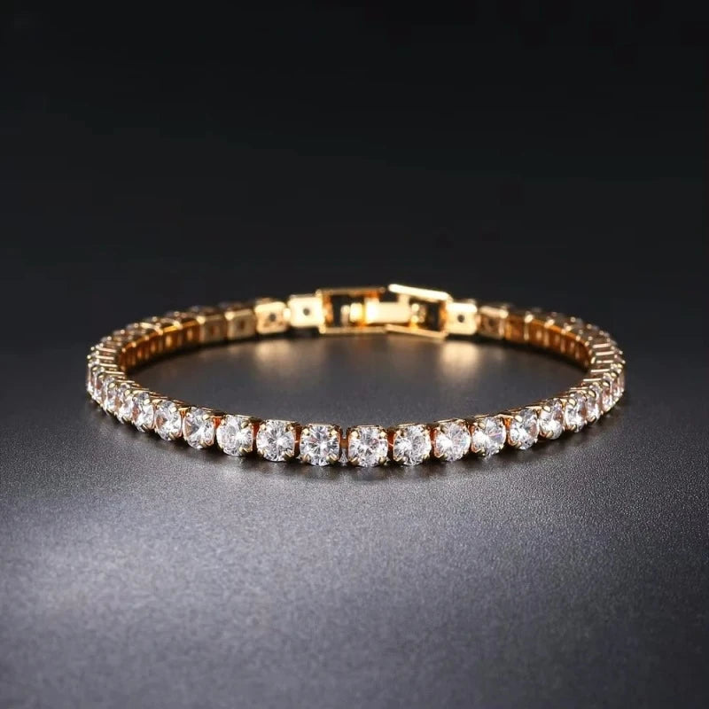 925 sterling silver Tennis Bracelet 2/4mm Cubic Zirconia for Women Mens Crystal Chain on The Hand Hip-hop Streetwear Jewelry