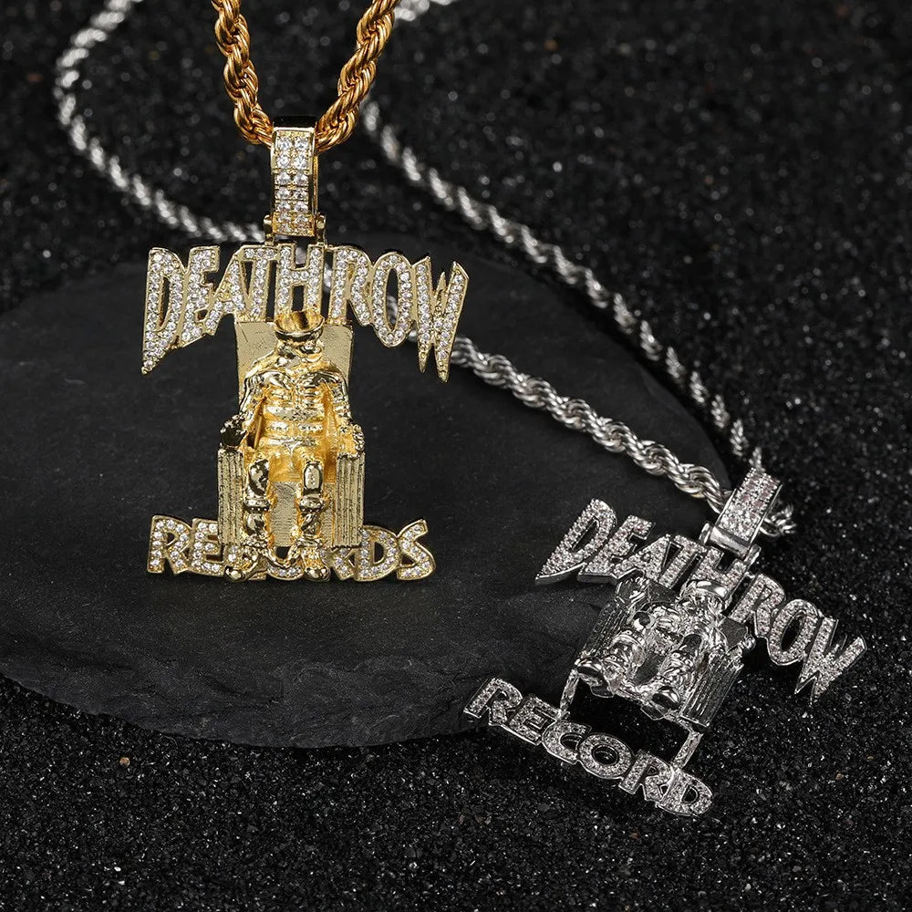 Deathlow Records Prisoner Necklace Stainless Steel Men's Fashionable Jewelry Hip-hop Rock Iced Out Pendant Party Gift