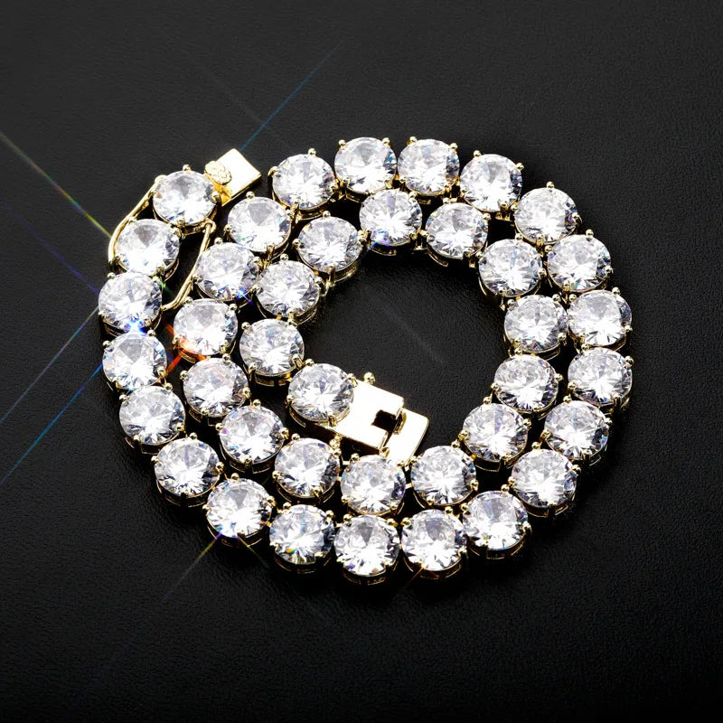 Iced Out Tennis Link Chain Necklace 10mm — Copper Alloy