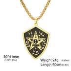 Tetragrammaton Shield Men Necklace Pentagram Protection Amulet Magical Healing Symbol Stainless Steel Wiccan Jewelry