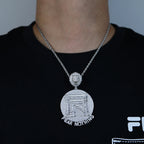 Iced Out Fear Nothing Lion Pendant — Two-Tone