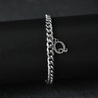 A-Z Initial Letter Cuban Chain Bracelet — Stainless Steel