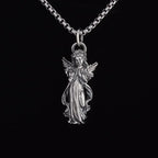 Delicate Antique Silver Color Seraph Prayer Good Luck Necklace Pendant Men Women Anniversary Amulet Jewelry Gift