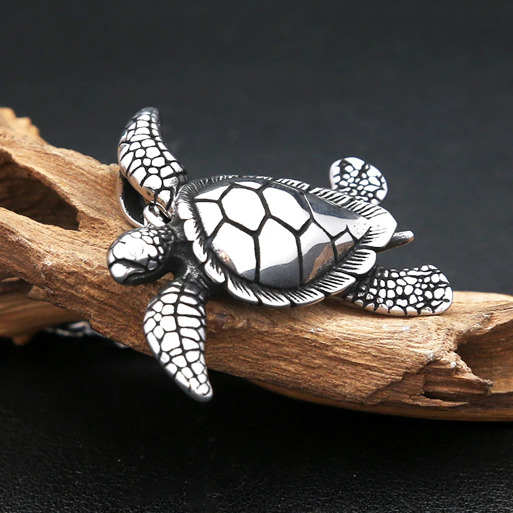 Vintage 316L Stainless Steel Turtle Pendant Necklaces For Men Women Fashion Cute Animal Necklace Punk Party Jewelry Dropshipping