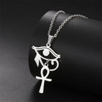 Eye of Horus & Anubis Talisman Pendant Necklace — Stainless Steel