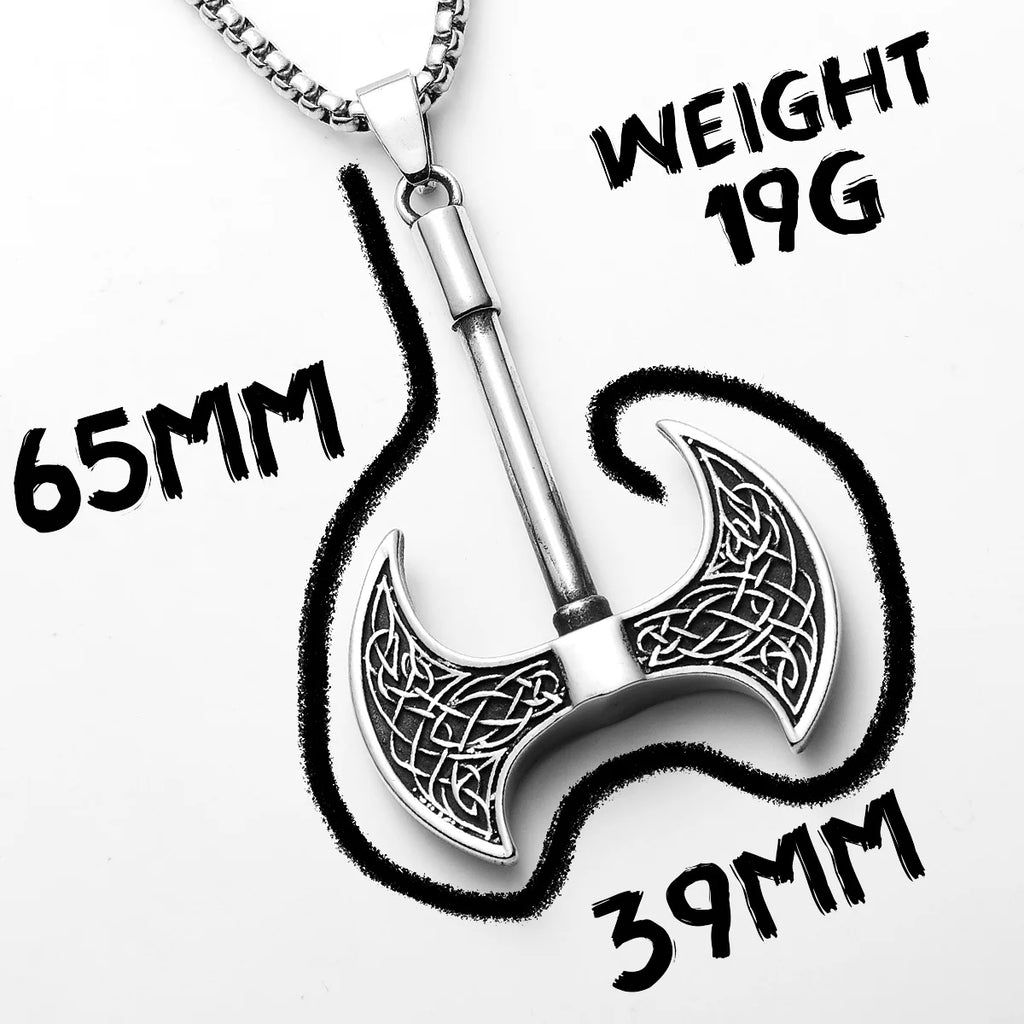 Double-Edged Axe Pendant Necklace — Stainless Steel