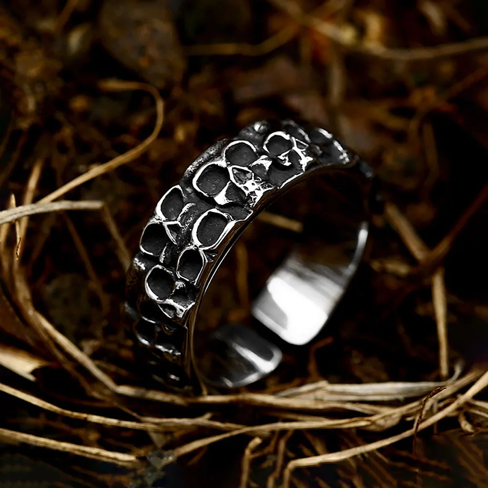 New Gothic 316L Stainless Steel Skull Ring Punk Hip Hop Fashion Skeleton Rings For Men Women Unique Biker Jewelry Halloween Gift
