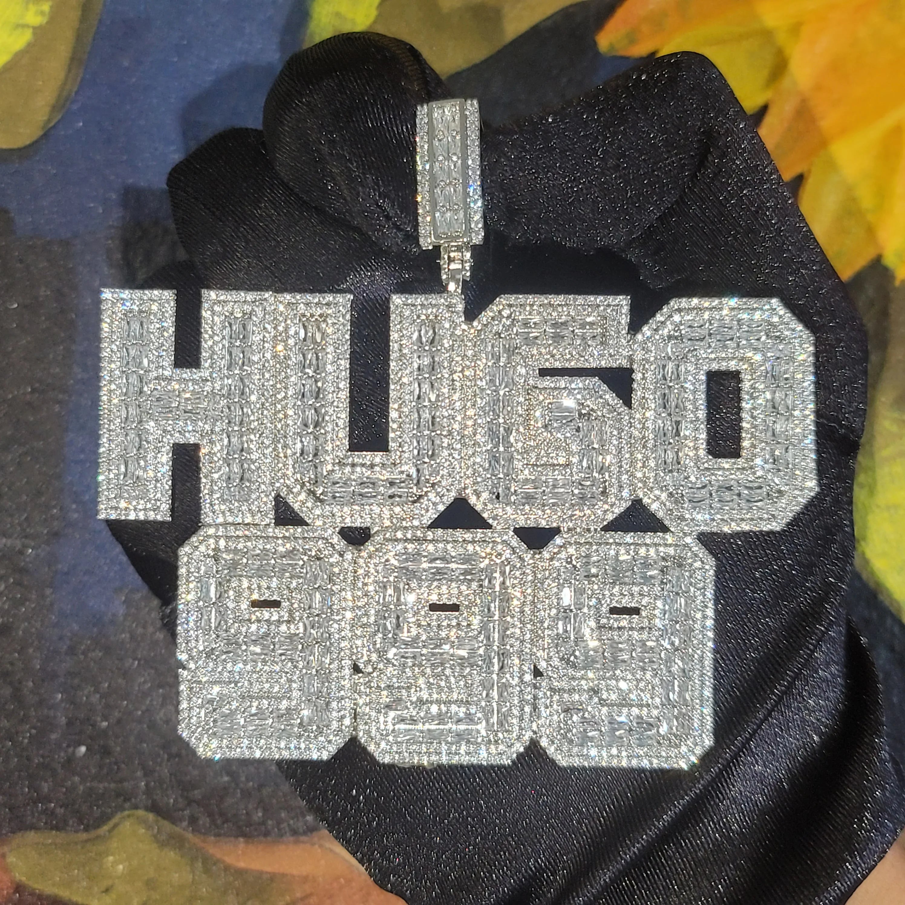 Customized Iced Out Square Name Pendant Personalized Any Letter Number Necklace Cuban Chain Icy Two Rows Hip Hop