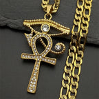 Eye of Horus Ankh Cross Pendant — Stainless Steel