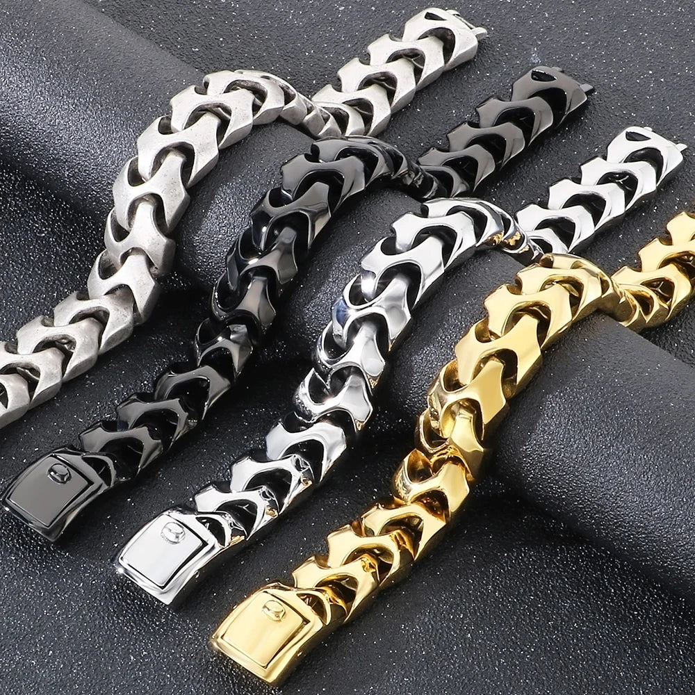 Cool Solid Stainless Steel Bracelet for Man Men's Jewelry Accessories Matte Brushed 18MM Width Keel Cuban Chain Boys'